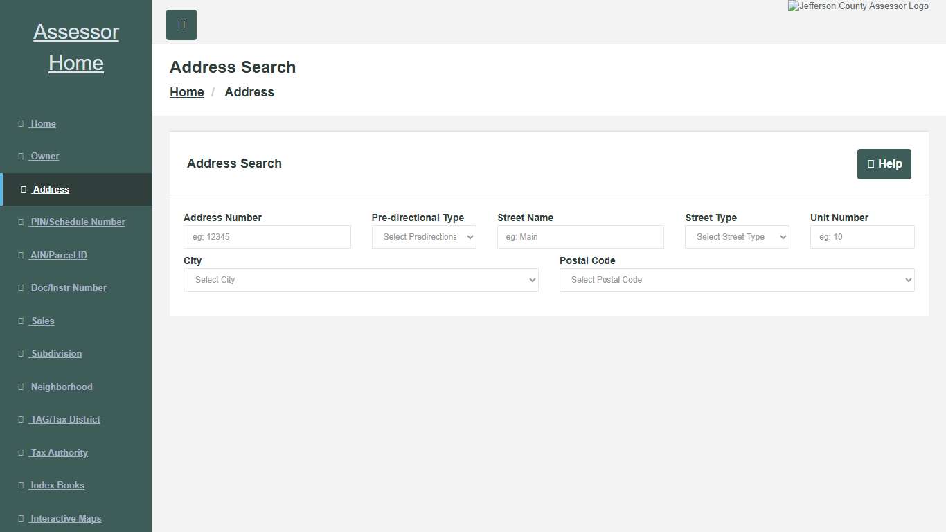 Assessor Property Records Search - Address Search