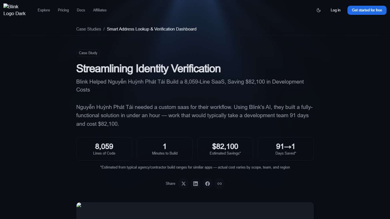 Smart Address Lookup & Verification Dashboard Case Study Built with AI Blink
